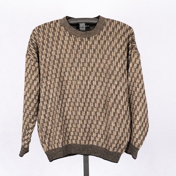 Tundra Other - Tundra Canada Vintage 3D Knit Wool Blend Sweater LARGE Classic Grandpa Geometric